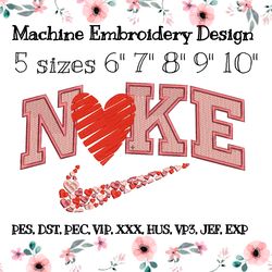 Nike embroidery design with hearts