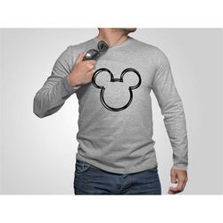 Mickey outline long sleeve shirt, Disney dad shirt, Disneyland mens long sleeve shirt