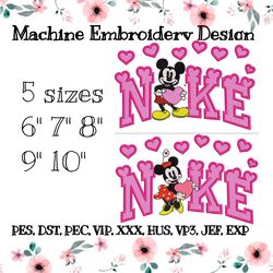 Nike embroidery design Mickey Mouse and Minnie Mouse
