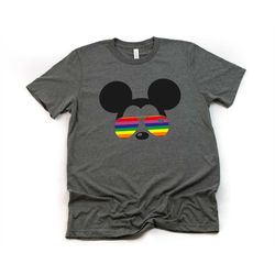 LGBT Gay Pride Mickey Aviator t shirt - Disney Trip Matching Shirts - Mickey Mouse T Shirt - Mickey Rainbow Sunglasses