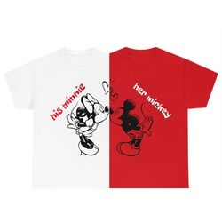 Mickey Mouse Couple T-Shirt, Mickey Minnie Couple, Matching Couple T-Shirt, Couple Shirts, Shirts for Couple, Valentine
