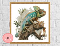 Lizard Cross Stitch Pattern , Pdf , Instant Download , Animal X Stitch Chart ,Watercolor
