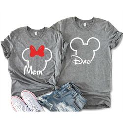 Mom Minnie & Dad Mickey Unisex T-shirts, Disney Parents Matching Couple Tees, Minnie and Mickey Matching Tees, Disney Va