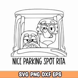SVG Nice Parking Spot Rita Outline, Bundle Bluey SVG Bundle,,Bluey PNG, Bluey Layered Svg Svg off file