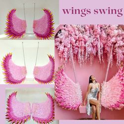 pink swing wings angel wings wedding backdrop party decoration pink background outdoor party