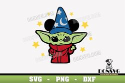 Baby Yoda Fantasia Disney SVG Star Wars png clipart T-Shirt Design Grogu Mickey Mouse Ears Cricut files