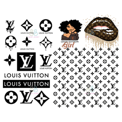 Rolling Lips with Louis Vuitton Pattern Svg, Rolling lips LV