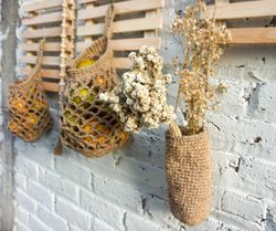 Jute fruit hanging basket| vegetable jute mesh hanging basket | handmade kitchen hanging basket | farm house hanging bas