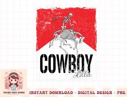 Cowboy Killer Vintage Western Funny Skeleton Riding a Bull png