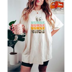 Comfort Colors Leopard Print Easter Nurse Shirt, Retro Nurse Shirt, Cute Nursing School Gift, Trendy Easter Shirt, Vinta