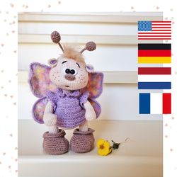 crochet butterfly pattern pdf (english, dutch, german, french)