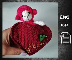 Amigurumi patterns SET 2 in 1 / lamb and heart - pocket - valentine crochet / Easy crochet pattern in English PDF