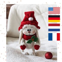 crochet winter bunny pattern in pdf - christmas bunny - amigurumi bunny pattern - english (us terms)