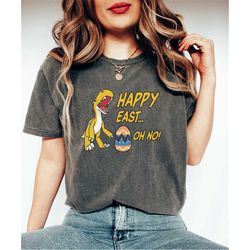 Comfort Colors Happy Easter Oh No Shirt, Egg Hunting Shirt, Easter Dinosaur Shirt, Funny Bunny Dino Gift, Funny Egg Hunt
