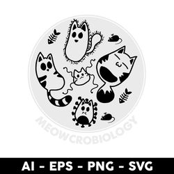 Cat Meowcrobiology Microbiology Mouse Fishbone Svg, Black Cat Svg, Cat Svg, Mouse Svg - Digtal File