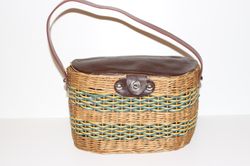 Antique basket bag, Old Basket, Vintage Wicker Bag,wicker hand bag, Rare Straw