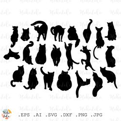 Cat Svg Silhouette Cricut Cutting files Clipart Png Download Stencil Templates Dxf
