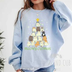 Meowy Catmas Christmas Tree Crewneck Sweatshirt, Funny Cat Christmas Sweatshirt, Christmas Sweatshirt for Women or Men,