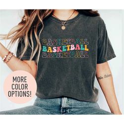 Retro Basketball Shirt for Bball Player for Gift, Cute Basketball T-Shirt for Sports Mom, Cute Basketball TShirt for Gir