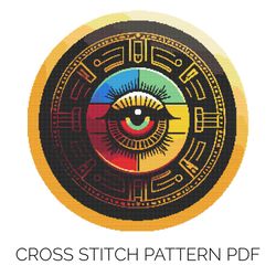 Colourful Circle with Rainbow Eye Cross Stitch Pattern | Counted Cross Stitch | XStitch | X Stitch | DIY Crafts