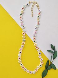 Beaded daisy necklace, y2k jewelry, necklace girlfriend, flower necklace.
