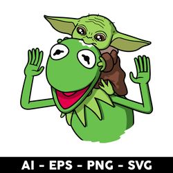 Kermit And Baby Yoda Svg, Kermit Svg, Baby Yoda Svg, Cartoon Svg - Digtal File