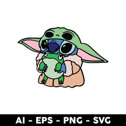 Stitch Baby Yoda Frog Svg, Baby Yoda Svg, Stitch Svg, Frog Svg, Star War Svg - Digital File