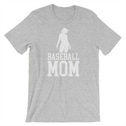 Baseball Mom Shirt - Silhouette of a Baseball Mom - Mom Hair in a ball cap - Short-Sleeve Unisex T-Shirt