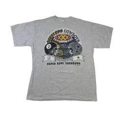 Vintage NFL Super Bowl 1996 Pittsburgh Steelers Dallas Cowboys T-Shirt Size XL