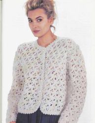 White Cardigan Crochet diagram - Fashion crochet - Digital Vintage pattern PDF download