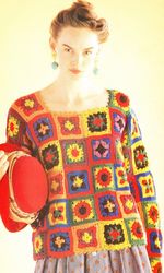crochet tunic pattern of stylish granny squares - digital vintage pattern pdf download