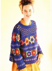 Tunic Crochet diagram Fashion Granny Squares - Digital Vintage pattern PDF download