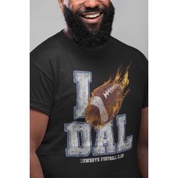 Dallas Football Flaming Ball (I heart tee) Cowboys shirt with a twist. Two styles to choose new tee look or worn-down di