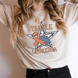 Retro Cowboys Tackle Leukemia Sweatshirt | Pastel Color Leukemia Awareness Sweatshirt | Dallas Gameday Shirt | Boho Foot