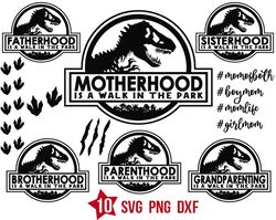 Motherhood svg for cricut, fatherhood svg, Jurassic Park svg