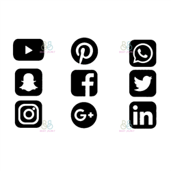 Social Media Symbols Svg, Youtube Svg, Social Media Logo Svg, Brand Logo Svg, Instant Download