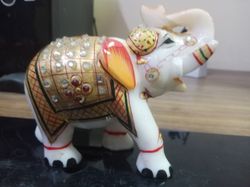 Handmade Marble Elephant for Decor and Gifting - Size (12.7X7.62X10.16) CM