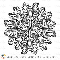 Floral Mandala Coloring Page Pdf Pattern Svg Cricut Clipart Png