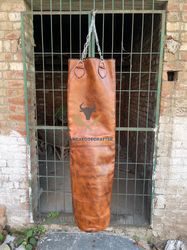 Handcrafted Professional Vintage Leather Punching Bag, Muay Thai Punching Bag, Best Gift for Men, MMA Kink Boxing Bag