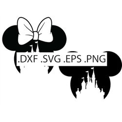 Mickey and Minnie Mouse Ears - Cinderella Castle Silhouette - Digital Download, Instant Download, svg, dxf, eps & png fi