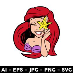 Ariel With The Starfish Svg, Ariel Svg, Starfish Svg, Little Mermaid Svg, Disney Svg - Digital File