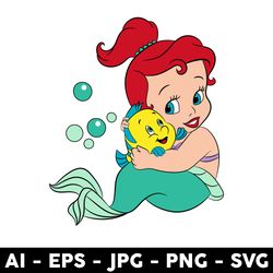 baby ariel svg, ariel svg, little mermaid svg, disney svg - digital file