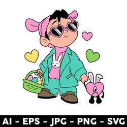 Baby Benito Easter Svg, Easter Bunny Svg, Bad Bunny, Happy Easter Svg, Cartoon Svg - Digital File