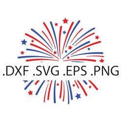 Red White Blue Firework- 4th of July - Digital Download, Instant Download, svg, dxf, eps & png files included!