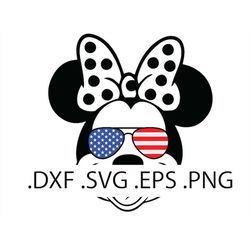 Minnie Mouse Face - Red White and Blue Aviators Digital Download, Instant Download, svg, dxf, eps & png files included!