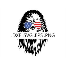 Chewbacca with US Flag Aviator Sunglasses - Star Wars - Digital Download, Instant Download, svg, dxf, eps & png files in