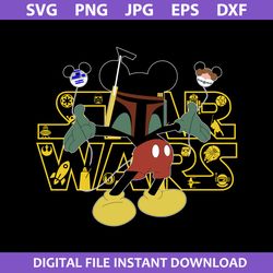 Mickey Head Boba Fett Svg, Disney Star Wars Svg, Star Wars Svg, Png Jpg Dxf Eps Digital File