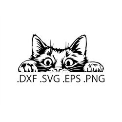 Peeking Cat - Cute - Digital Download, Instant Download, svg, dxf, eps & png files included!