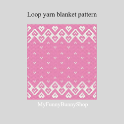 Loop yarn Pink Hearts Boarder blanket pattern PDF