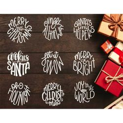 Christmas SVG Bundle Merry Christmas Ornaments, Plates Christmas Tags  Circle Shaped PNG PDF Cricut Silhouette Printable
